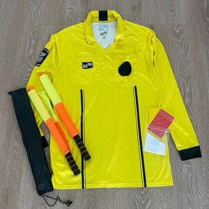Yellow Referee Jersey with Accessories Us soccer Federation cards flags